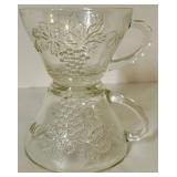 Vintage Pressed Glass Punch Bowl Set with 11 Cups and Ladle