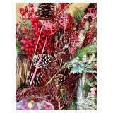 Holiday Decor Collection with Lanterns, Pinecones, Faux Greens, and Bows