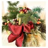 Holiday Decor Collection with Lanterns, Pinecones, Faux Greens, and Bows