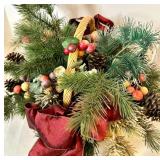 Holiday Decor Collection with Lanterns, Pinecones, Faux Greens, and Bows