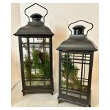 Holiday Decor Collection with Lanterns, Pinecones, Faux Greens, and Bows