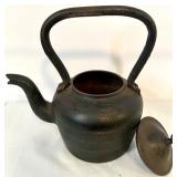 Eclectic Decor Group with Vintage Kettle, Planter Chalice, Stoneware Crock, Eagle Statue, Bamboo Fountain, and Wood Magazine Rack