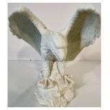 Eclectic Decor Group with Vintage Kettle, Planter Chalice, Stoneware Crock, Eagle Statue, Bamboo Fountain, and Wood Magazine Rack