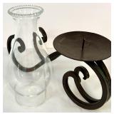 Decorative Home Decor Set with Large Floral Vase, Lantern, and Metal Candle Holder