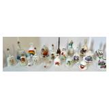 Collection of 20 Decorative Porcelain and Brass Souvenir Bells