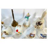 Collection of 20 Decorative Porcelain and Brass Souvenir Bells