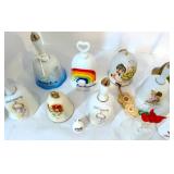 Collection of 20 Decorative Porcelain and Brass Souvenir Bells