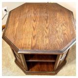 Solid Wood Octagon Side Table with Storage Shelf