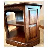 Solid Wood Octagon Side Table with Storage Shelf