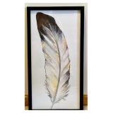 Framed Feather Print and Set of 2 Framed Shell Art Prints