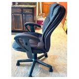 Black Fabric Padded Swivel Office Chair with Armrests