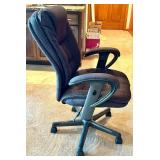 Black Fabric Padded Swivel Office Chair with Armrests