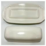Godinger 1 Qt Covered Porcelain Baker with Warmer, Salt & Pepper Shakers, and Pfaltzgraff Butter Dish Set