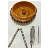 Nachtmann Double Old Fashioned Crystal Glasses with Wood Nut Bowl and Picks Set