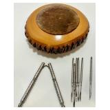 Nachtmann Double Old Fashioned Crystal Glasses with Wood Nut Bowl and Picks Set