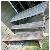 Rustic Wooden Picnic Table with 2 Benches