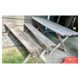 Rustic Wooden Picnic Table with 2 Benches