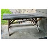 Rustic Wooden Picnic Table with 2 Benches
