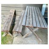 Rustic Wooden Picnic Table with 2 Benches