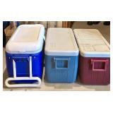 Set of 3 Large Hard-Sided Coolers: Coleman PolyLite 48 and Igloo Cool Roller