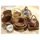 Assorted Wicker Basket Collection with Handles - Set of 13