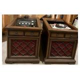 Vintage Magnavox Stereo Console Tables with Garrard Turntable and Assorted Vinyl Records