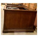 Vintage Magnavox Stereo Console Tables with Garrard Turntable and Assorted Vinyl Records