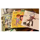 Vintage Magnavox Stereo Console Tables with Garrard Turntable and Assorted Vinyl Records