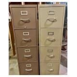 Set of 2 Four-Drawer Vertical Metal Filing Cabinets