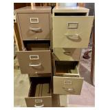 Set of 2 Four-Drawer Vertical Metal Filing Cabinets