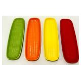 Kitchen Serveware Set with Tulip Ceramic Watering Can, 4 Colorful Serving Plates, Iced Dip Bowl, and Salad Servers