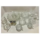 Glassware Collection including Bowls, Dishes, Goblets, and Salt and Pepper Shakers