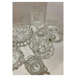 Glassware Collection including Bowls, Dishes, Goblets, and Salt and Pepper Shakers