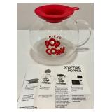 Micro-Pop Glass Popcorn Popper with Red Silicone Lid