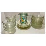 Collection of Vintage Clear Glass Bowls, Plates, and Decorative Glass Jar