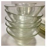Collection of Vintage Clear Glass Bowls, Plates, and Decorative Glass Jar