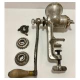 Universal No. 2 Cast Iron Hand Crank Meat Grinder with Attachments