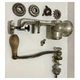 Universal No. 2 Cast Iron Hand Crank Meat Grinder with Attachments