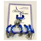 Wine Bar Set with Glass Decanter, Stem Charms, Placemat, and Coasters