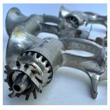 Set of 3 Universal Vintage Cast Iron Meat Grinders with Wooden Handles