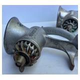 Set of 3 Universal Vintage Cast Iron Meat Grinders with Wooden Handles