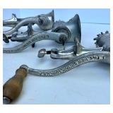 Set of 3 Universal Vintage Cast Iron Meat Grinders with Wooden Handles