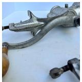 Set of 3 Universal Vintage Cast Iron Meat Grinders with Wooden Handles