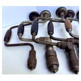 Vintage Hand Crank Brace Drills with Wood Handles