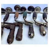 Vintage Hand Crank Brace Drills with Wood Handles