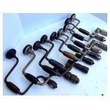 Vintage Hand Crank Brace Drills with Wood Handles