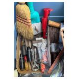 Collection of Hand Tools, Tool Belt, Wire Brushes, and Accessories