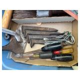 Collection of Hand Tools, Tool Belt, Wire Brushes, and Accessories