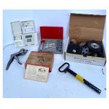 Collection of Hand Tools, Tool Belt, Wire Brushes, and Accessories