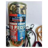 Large Assortment of Bungee Cords and Tie Downs, Mixed Sizes and Types